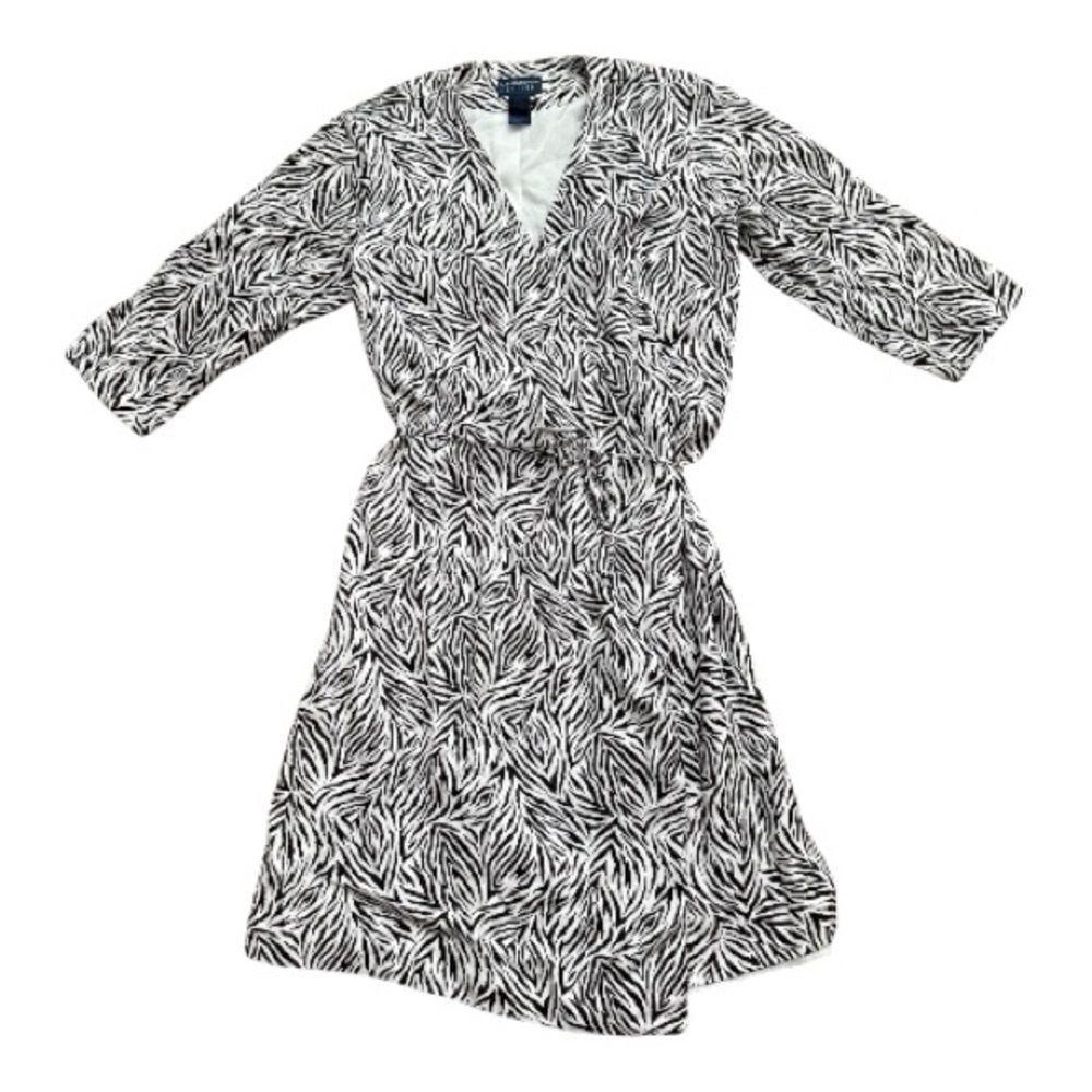 Liz Claiborne Black and White Patterned Wrap Dress